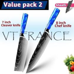 Couteau Japonais Pro Santoku Style Damas-PACK 2.
