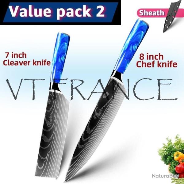 Couteau Japonais Pro Santoku Style Damas-PACK 2.