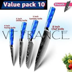 Couteau Japonais Pro Santoku Style Damas-PACK 10.