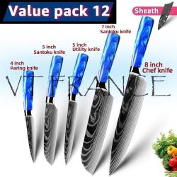 Couteau Japonais Pro Santoku Style Damas-PACK 12.