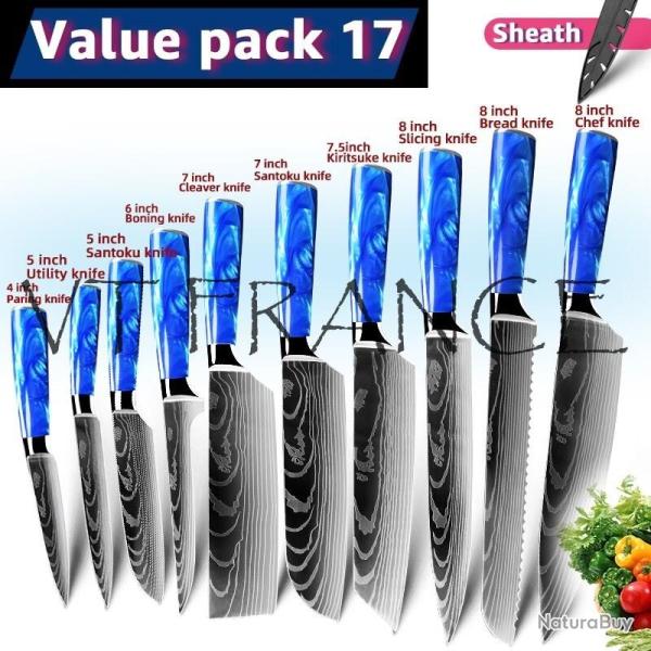 Couteau Japonais Pro Santoku Style Damas-PACK 17.
