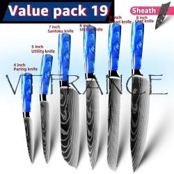 Couteau Japonais Pro Santoku Style Damas-PACK 19