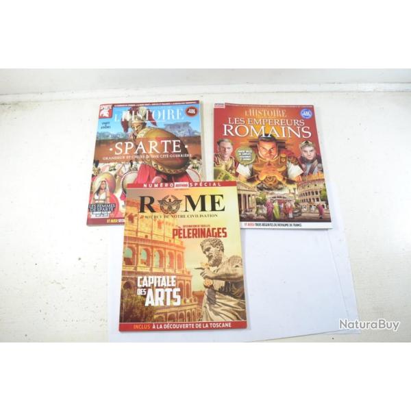 Lot X 3 revues les Empereurs Romains, Num�ro Sp�cial Rome la marche de l'histoire Sparte histoire