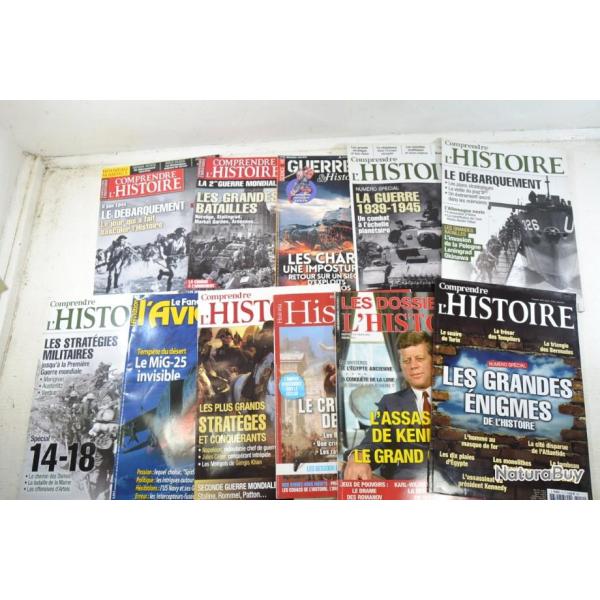 Lot revues histoire d�barquement chars WW1 WW2 aviation comprend l'histoire Rome Kennedy