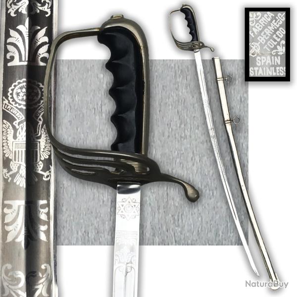 RARE & SUBLIME SABRE USA LAME GRAV�E, MOD.1902 : '' FABRICA BERMEJO '' XX ORIGINAL N�1