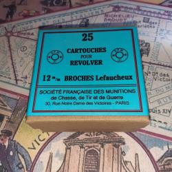 12 mm Broches "Lefaucheux" (St&eacute; Fran. Munitions): Reproduction boite cartouches (vide) SFM 10007363