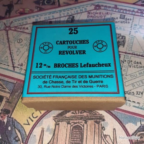 12 mm Broches "Lefaucheux" (St� Fran. Munitions): Reproduction boite cartouches (vide) SFM 10007363