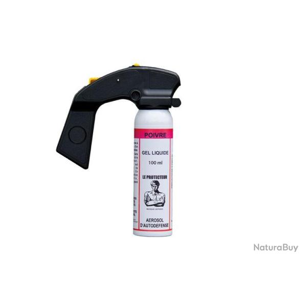Bombe A�ROSOL Lacrymog�ne GEL POIVRE 100 ML AVEC POIGN�E