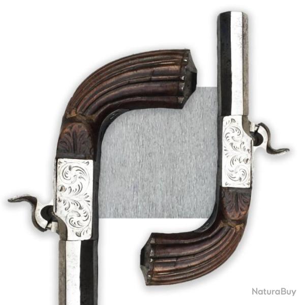 RARE & SUBLIME PISTOLET DE TYPE COUP DE POING A PERCUSSION P�RIODE NAPOLEON III, XIX, ORIGINAL