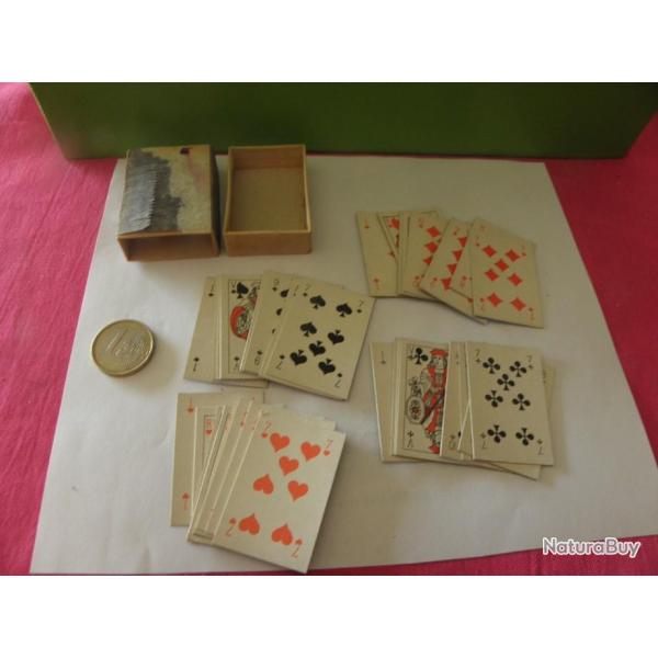 vintage cartes  jouer miniatures, dans une bote d'allumettes complte 32 cartes