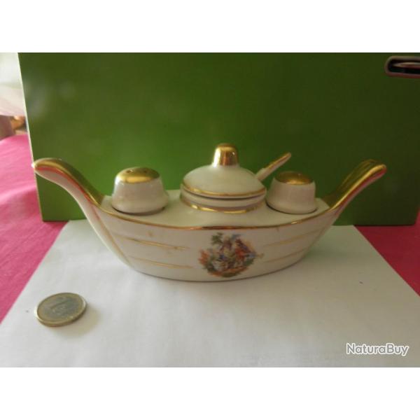 vintage ensemble condiment, moutarde sel poivre limoges