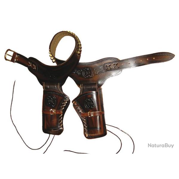 HOLSTER CEINTURON WESTERN CUIR 2 ARMES