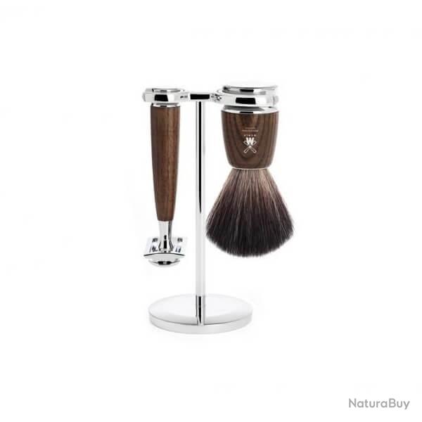 Set de rasage 3 pices Mhle Rytmo frne Scurit, blaireau synth. noir