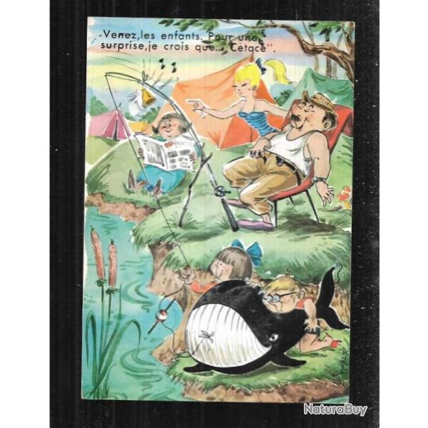 venez les enfants pour une surprise je crois que c�tac�, carte de p�che humoristique cpm