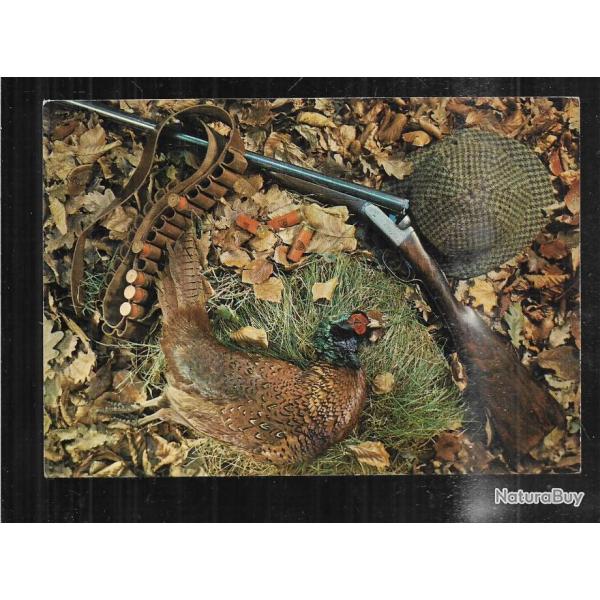 tableau de chasse , fusil faisan, carte de chasse cpm