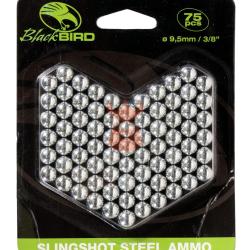 75 Billes en acier 9.5mm pour arc &agrave; poulies Booster Fireball (ou lance pierres)