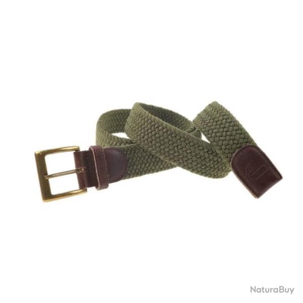 Ceinture Tresse Januel Elastique  - Boucle Bronze  90x5 cm - Vert