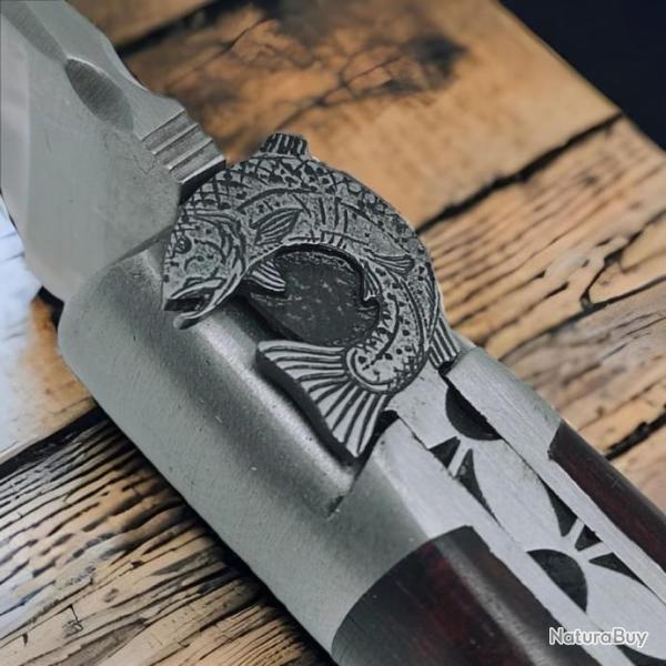 Couteau poche Laguiole en Aubrac Truite poisson p�cheur bois amourette
