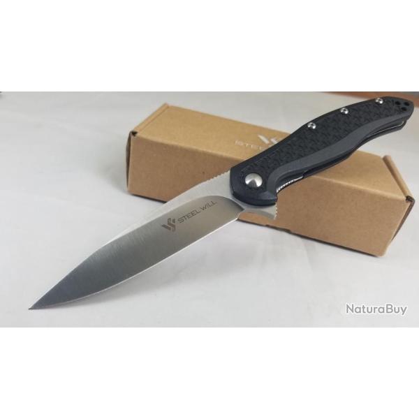 Couteau Steel Will Intrigue F45-M11 Black Manche FRN Lame Acier D2 Linerlock Clip SMGF45M11