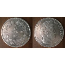France 5 Francs 1834 W Lille Roi Louis Philippe 1 Argent Ecu Piece Frcs Frs Frc Franc