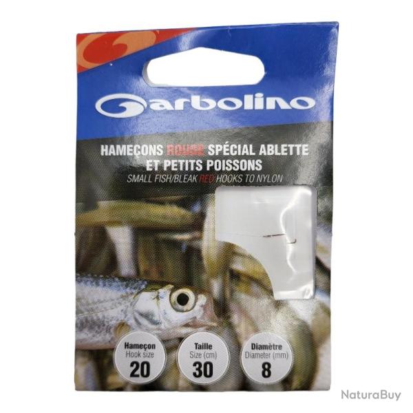 Hame�ons Garbolino Rouge Sp�cial Ablette et Petits Poissons 20 / D 0.08mm