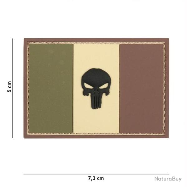 PATCH 3D PVC PUNISHER DRAPEAU FRANCE vert