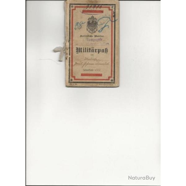 Livret MILITAIRE / MILIT�RPASS  allemand MARINE MATROSSENDIVISION  ALSACE