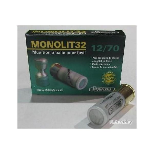 Boite de 5 cartouches DDUPLEKS Monolit 32 cal 12/70, balle de 32grs