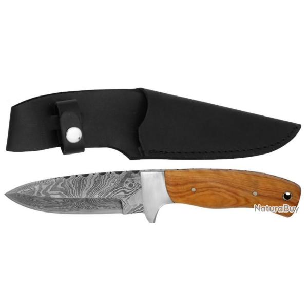 LAME DAMAS - COUTEAU AVENTURIER � LAME FIXE 24 CM & �TUI - TECK