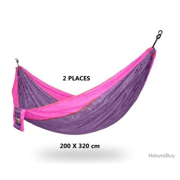 Hamac parachute DOUBLE  DUO DEUX PLACES /Hammock/  VIOLET ET ROSE 200cm X320 cm