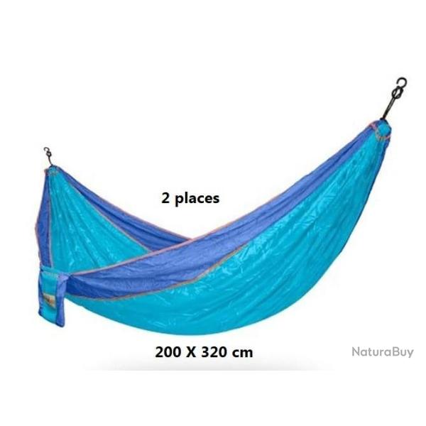 Hamac parachute DOUBLE  DUO DEUX PLACES /Hammock/ bleu ciel / 200cm X 320 cm