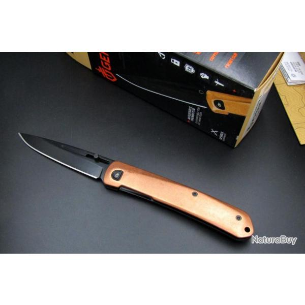 Couteau Gerber Affinity Copper Manche Cuivre/Acier Lame Acier D2 Framelock Clip G1866 Z