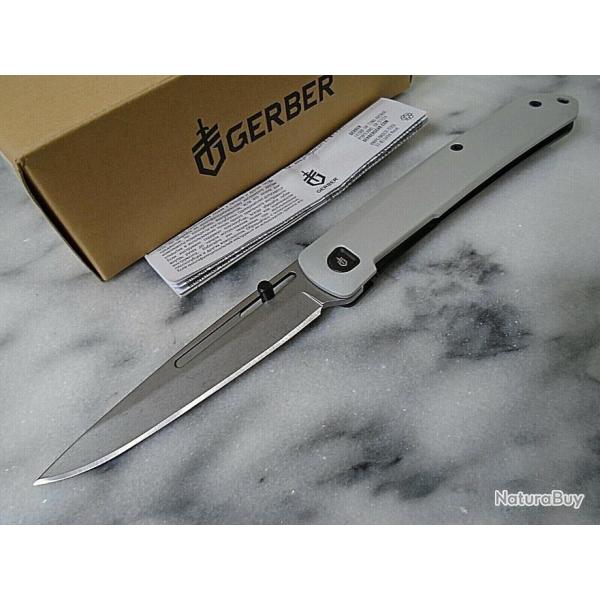Couteau Gerber Affinity Sylver Aluminium Manche Alu/Acier Lame Acier 7Cr17MoV Framelock Clip G1867