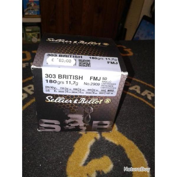 Sellier & Bellot 303 BRITISH 180 grains 12,7gr 1 boite de 50