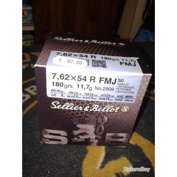 Sellier & Bellot 7,62X54R 180 grains 11,7gr 1 boite neuve de 50 munitions