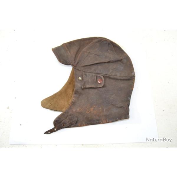 Serre-tte cuir de pilote / conducteur Franais Premire ou Deuxime Guerre Mondiale