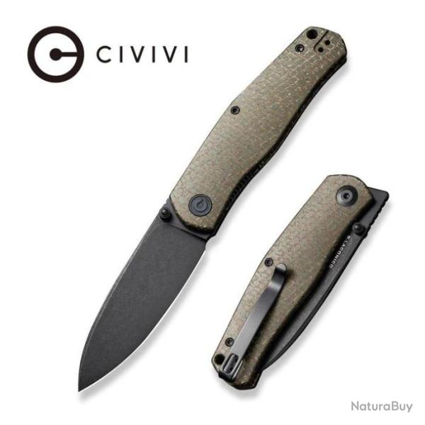 Couteau CIVIVI Sokoke Green Burlap Manche Micarta 14C28N Drop Point Blade IKBS Clip CIVC220072