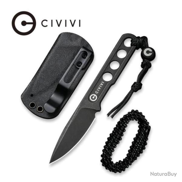 Couteau De Cou CIVIVI Circulus Black Lame Acier 10Cr15CoMoV Etui Kydex CIVC220121