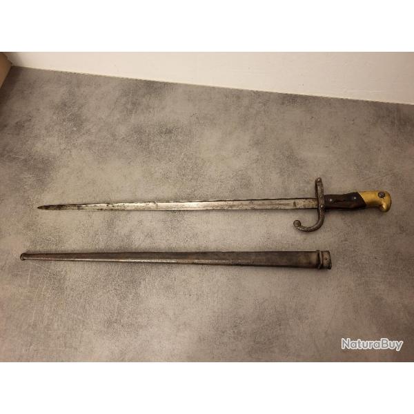 BAIONNETTE POUR FUSIL GRAS AVEC SON FOURREAU MANUFACTURE D' ARMES DE ST ETIENNE MODELE 1876 ref 12