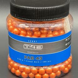 Billes BIO orange Paintball Calibre 43 en bo&icirc;te de 500 (PAB43)