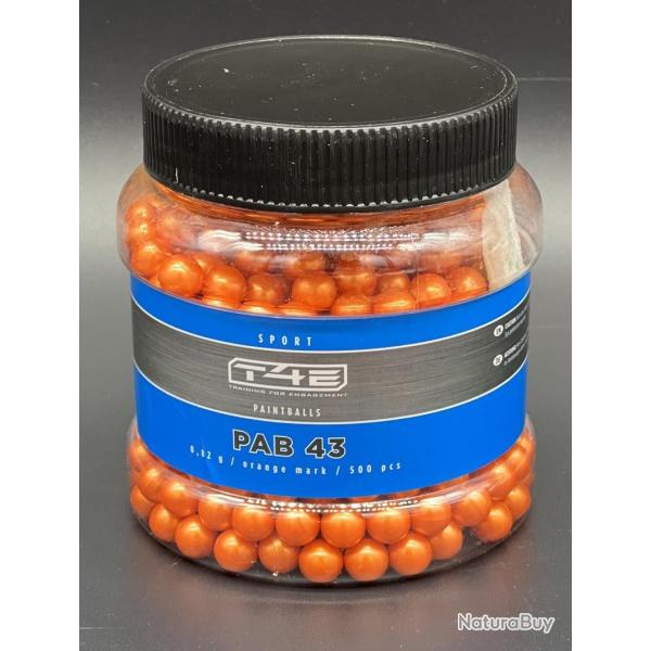 Billes BIO orange Paintball Calibre 43 en bo�te de 500 (PAB43)