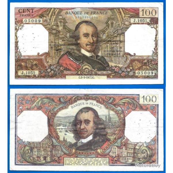 France 100 Francs 1977 Billet Corneille Pierre Franc Frcs