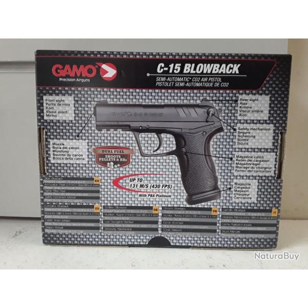 Pistolet a plombs Gamo C-15 BLOWBACK cal.4,5mm Co2 3,98joules