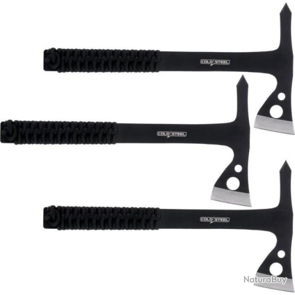 Lot de 3 Haches de Lancer Cold Steel Throwing Axes Lame Acier 420 Manche Paracorde Etui CSTH175AX3PK