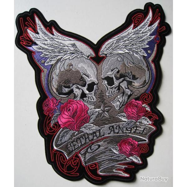 PATCH-ECUSSON/DOSSARD GRAND MODELE - ANGEL SKULL - Ref.D22