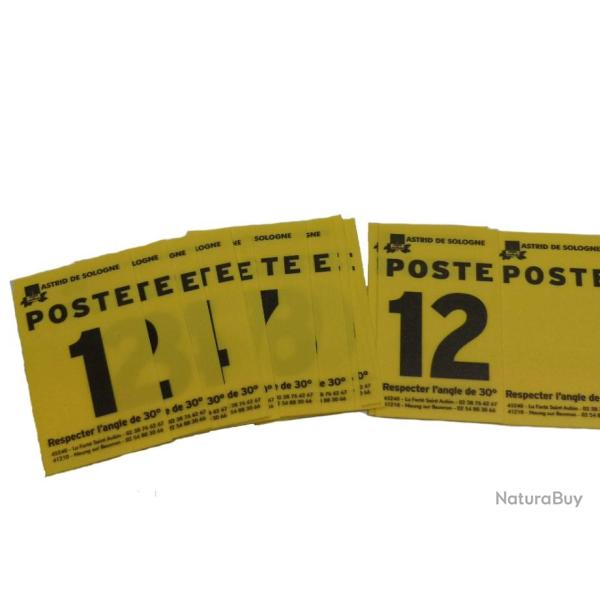 Num�ro de poste jaune de 1 � 12 + 3 vierges