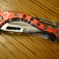 MINI COUTEAU SQUELETTE SURVIVAL--TOUT METAL-AVEC MOUSQUETON INCORPORE- FONCTION// COLLECTION