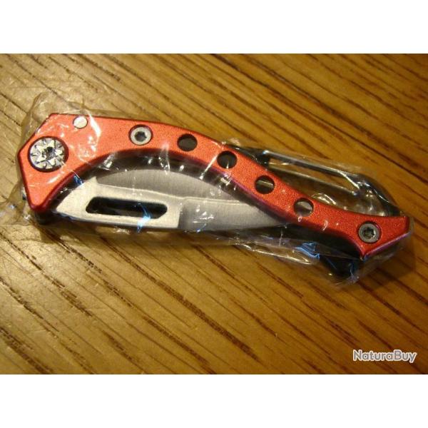 MINI COUTEAU SQUELETTE SURVIVAL--TOUT METAL-AVEC MOUSQUETON INCORPORE- FONCTION// COLLECTION