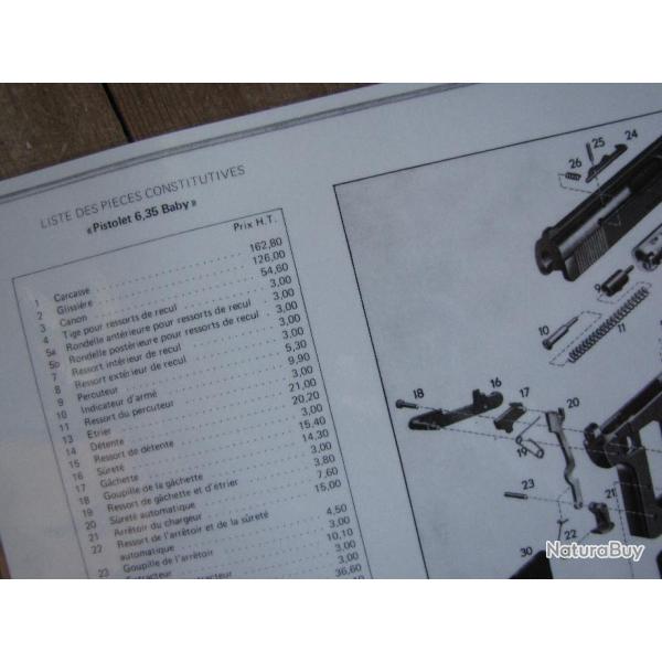 Eclat� du pistolet Belge mod BABY en 6.35 (m139)