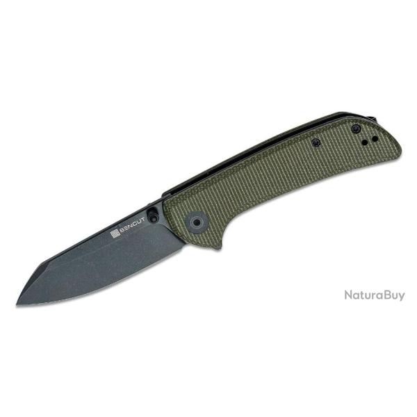 Couteau Sencut Fritch Green Lame Acier 9Cr18MoV Manche Micarta IKBS Linerlock Clip S220141